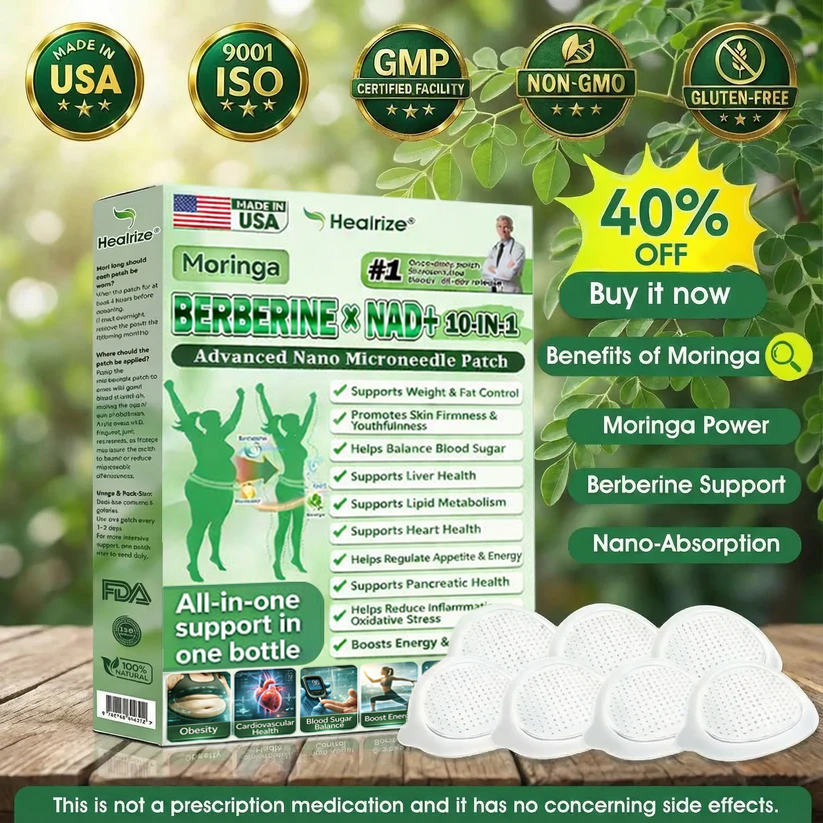 🔥Healrize® Moringa × Berberine × AMPK 8-Benefit Slimming & Metabolic Nano Microneedle Patch 🇺🇸 Just once a day · Visible changes in 7 days ✅ For obesity, loose skin, diabetes, sleep apnea, joint issues, and more🔥