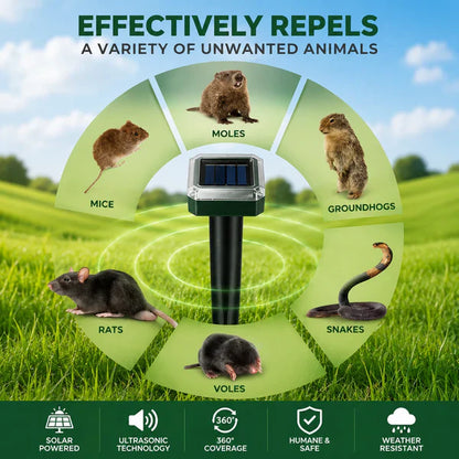 🌸Spring Sale 50% OFF☘️Solar Powered Waterproof Screw Mole Repellent🐭