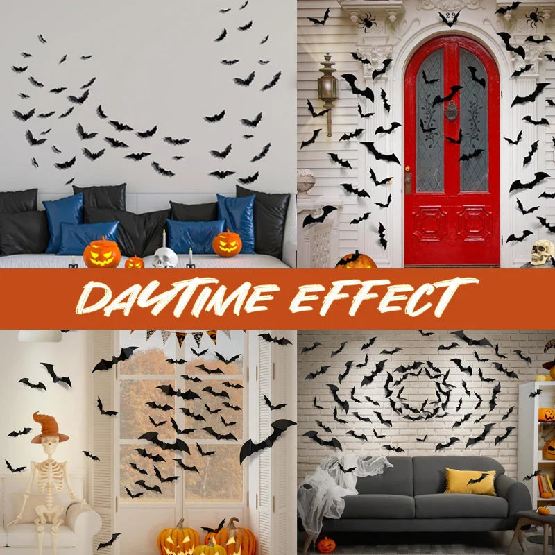 Halloween LED Flying Bat Decorations – Glowing 3D Bat Wall Decor for Porch, Window, Door, Garage & Party Backdrop