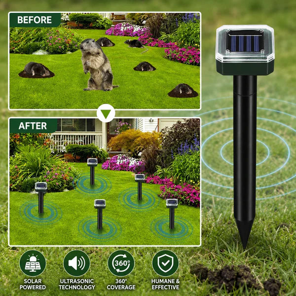 🌸Spring Sale 50% OFF☘️Solar Powered Waterproof Screw Mole Repellent🐭