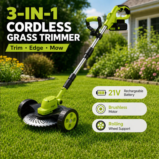 🌿⚡21V 3-in-1 Cordless String Trimmer, Edger & Mini Mower – 2 Batteries Included · product image 1