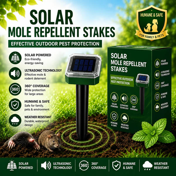 🌸Spring Sale 50% OFF☘️Solar Powered Waterproof Screw Mole Repellent🐭