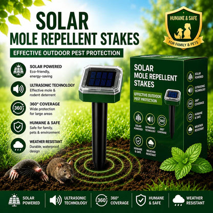 🌸Spring Sale 50% OFF☘️Solar Powered Waterproof Screw Mole Repellent🐭